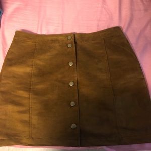 Button-up suede skirt